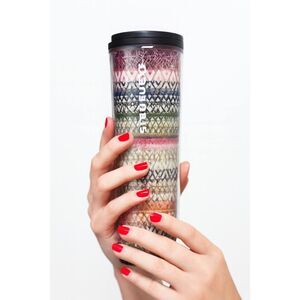 16 oz Starbucks Tumbler Travel Cup Mug 2017 Rainbow Hearts Twist Lid COLD HOT